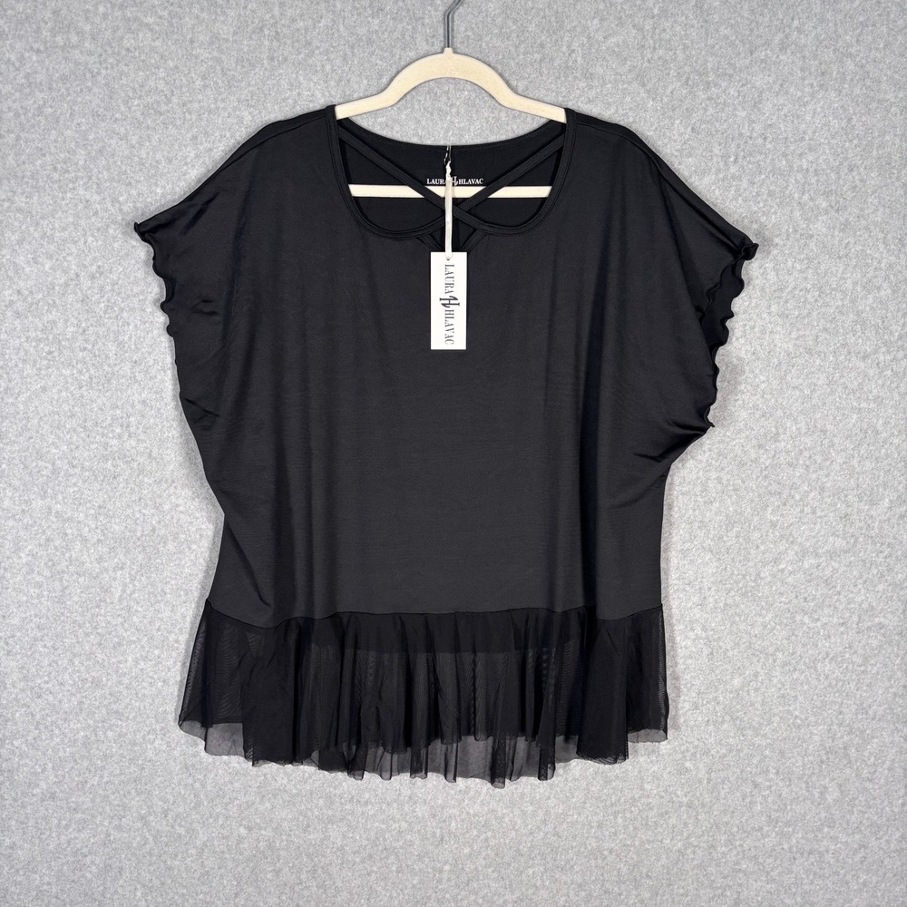 Laura Hlavac Sheer Mesh Ruffle Top XL Whimsigoth‎ Oversized Witchy Dark Fairy